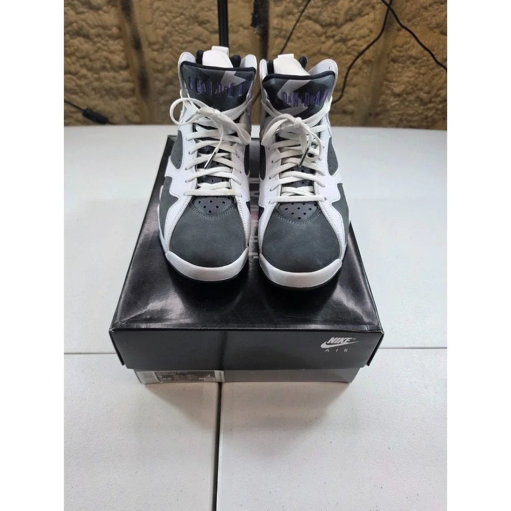 Size-9 Jordan Air Jordan 7 Retro Flint Men's White/Black/Purple CU9307-100 VNDS